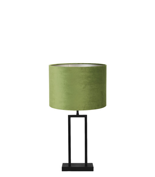 Lampe de table Shiva/Velours - Noir/Vert Olive - Ø30x62cm