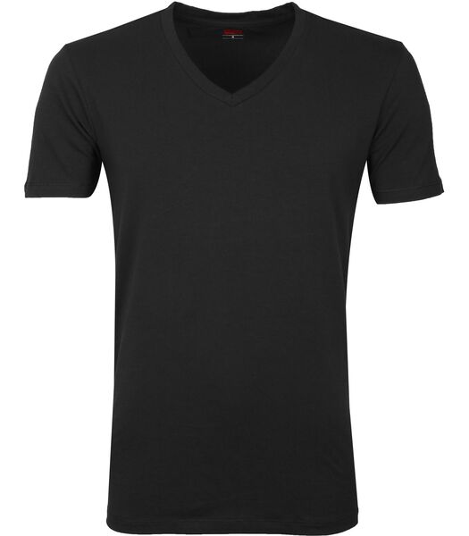 T-Shirt V-Hals Zwart 2-Pack