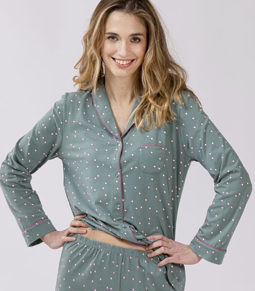Pyjama boutonné en coton élasthanne MORNING 506 bambou