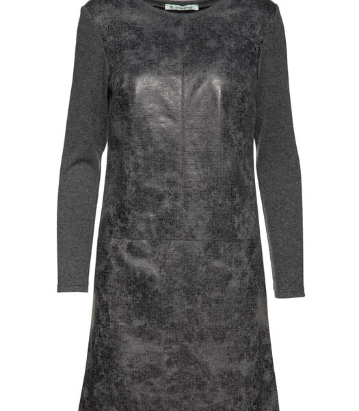 Robe gris foncé avec devant en simili cuir
