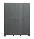 Armoire 3 Portes  - Pin - Anthracite - 202x158x55  - Dennis image number 1