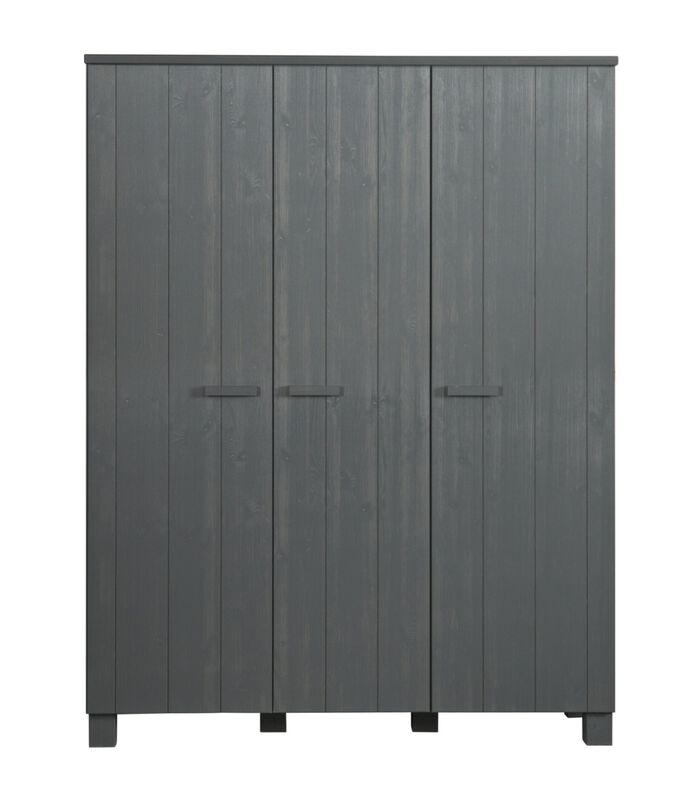 Armoire 3 Portes  - Pin - Anthracite - 202x158x55  - Dennis image number 1
