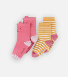 Set met 2 paar sokken, roos/geel image number 0