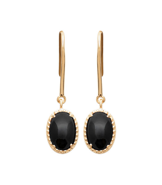 BLACK & GOLD Boucles d'oreilles pendantes Agate noire