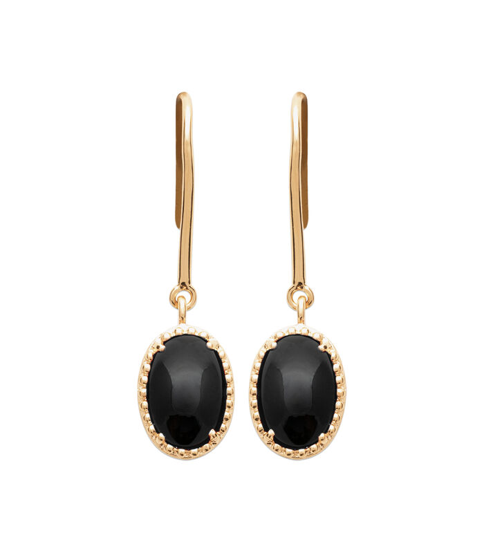 BLACK & GOLD Boucles d'oreilles pendantes Agate noire image number 0