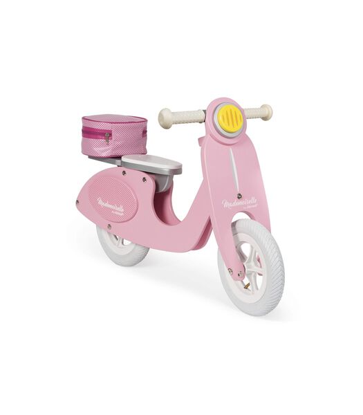 J03239 „Mademoiselle“ Vélo en bois, aspect rétro-vintage, apprendre l'équilibre et l'indépendance, selle réglable, pneus gonflables, rose, pour enfants à partir de 3 ans