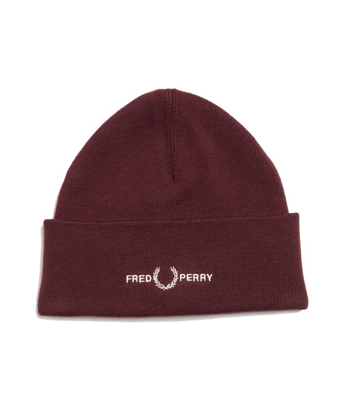 Fred Perry Grafische Beanie Bordeaux Hoofdtelefoon image number 2