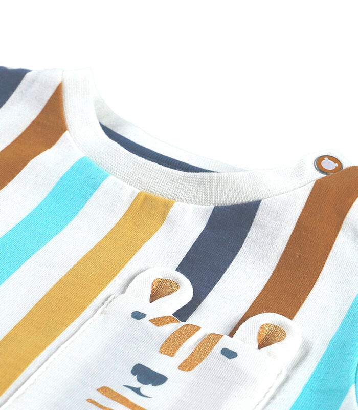 T-shirt met korte mouwen en kleurrijke streepjes image number 4