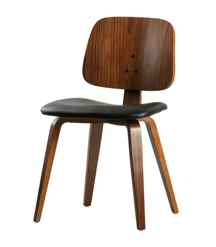 Chaise de table - Bois/cuir PU - Noir/noisette - 81x48x50 cm - Classic image number 2