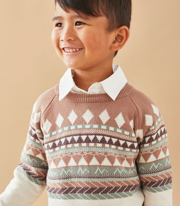 Pull tricot Noël, écru/brun image number 2