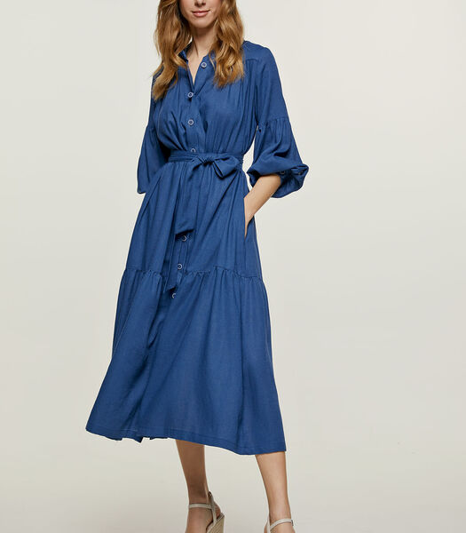 Robe bleue en lin avec poches
