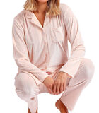 Pyjama fluwelen outfit broek shirt Elegant Stripes image number 3