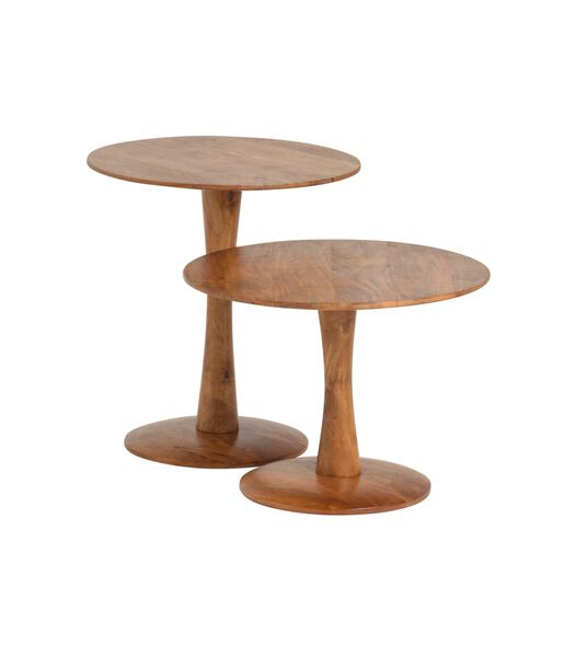 Timber - Table d'appoint - manguier massif - rond - haut - laqué naturel