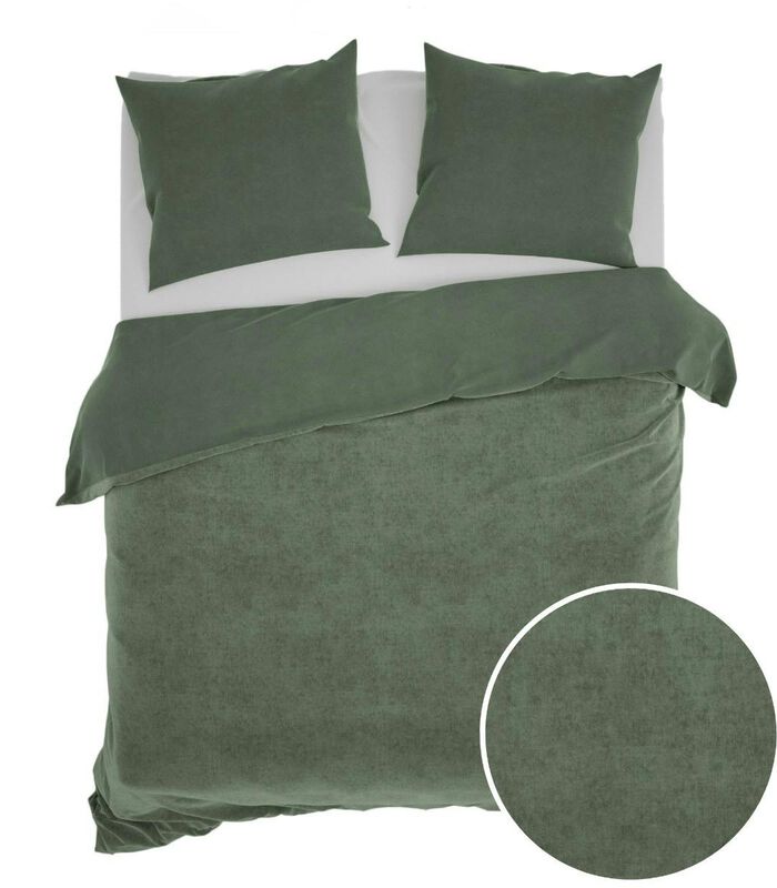 Housse de couette Velluto Army Green velours image number 4