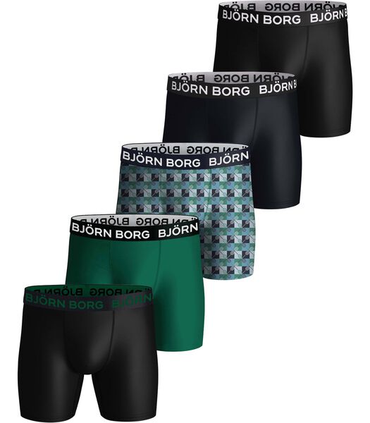 Björn Borg Performance Boxer Shorts 5-Pack Green