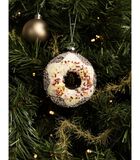 Kerstbal Donut Wit/Bruin 10 cm image number 1