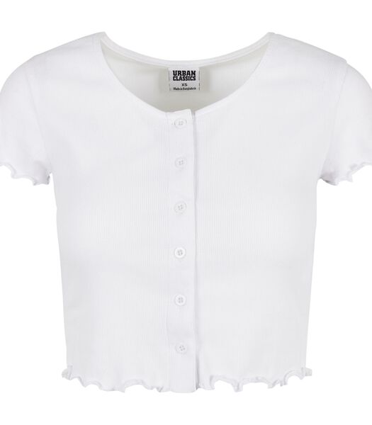 Dames-T-shirt cropped button up rib