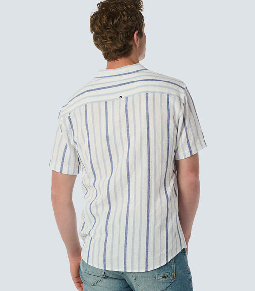 Chemise à manches courtes avec col de resort et 3 rayures de couleurs neutres Male