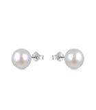 Boucles d'oreilles, de base en argent 925 et perle blanche rhodiée image number 1