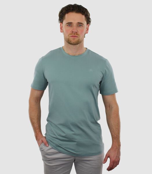 Knitted T-Shirt - Korte Mouw - Groen - Regular Fit - Excellent Katoen