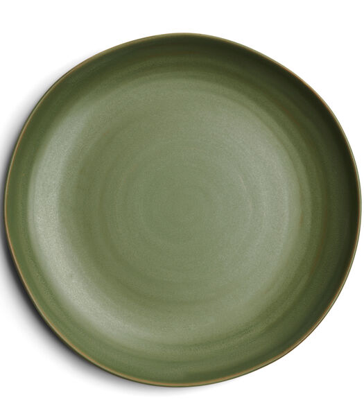 Assiette, assiette plate mat - Marseille - Vert - 1 pièce - Céramique