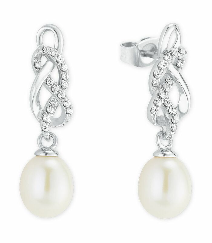 Boucles d'oreilles pour femme, argent 925 Sterling, zirconium synth., perle de culture d'eau douce image number 0