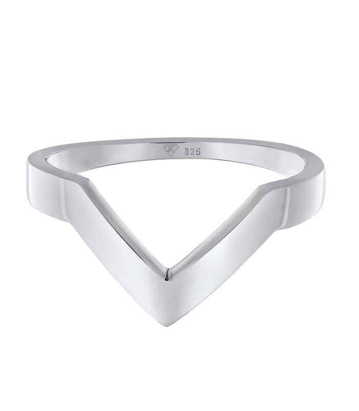 Ring Elli Premium Ring Dames V-Vorm Geo Basis In 925 Sterling Zilver Gerhodineerd image number 1