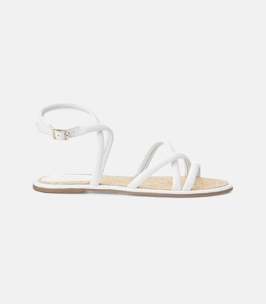 Anginco Sandales Femme Cuir - Blanc - taille 41