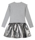 Chique bi-materiaal jurk in zilver canvas image number 1