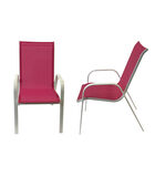 Set van 6 MARBELLA stoelen in roze textilene - wit aluminium image number 2