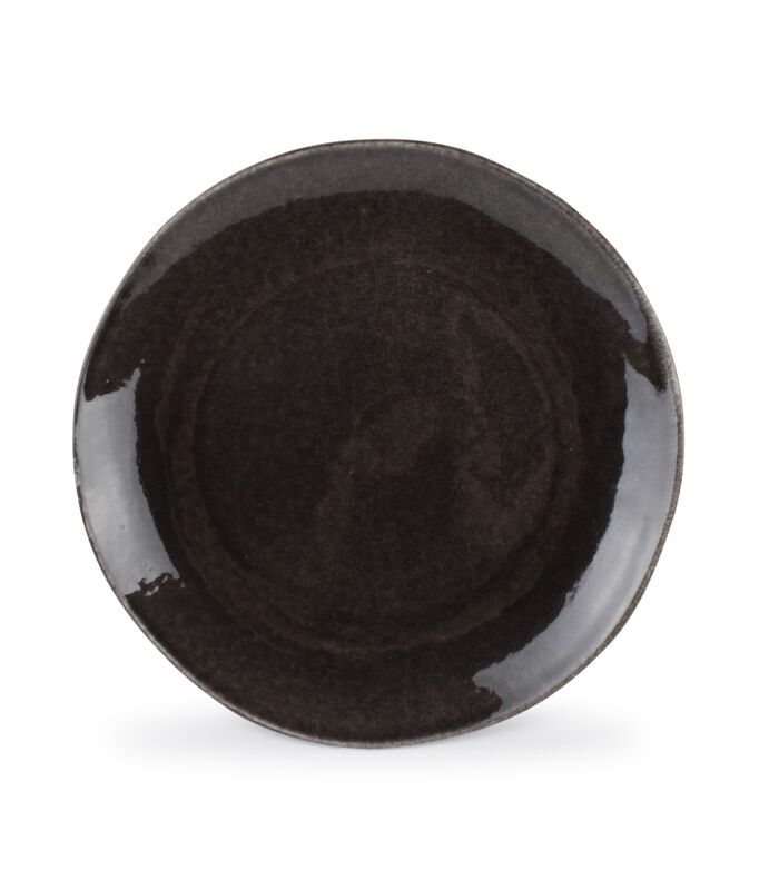 Assiette plate artisanale  noire de 28 cm image number 0