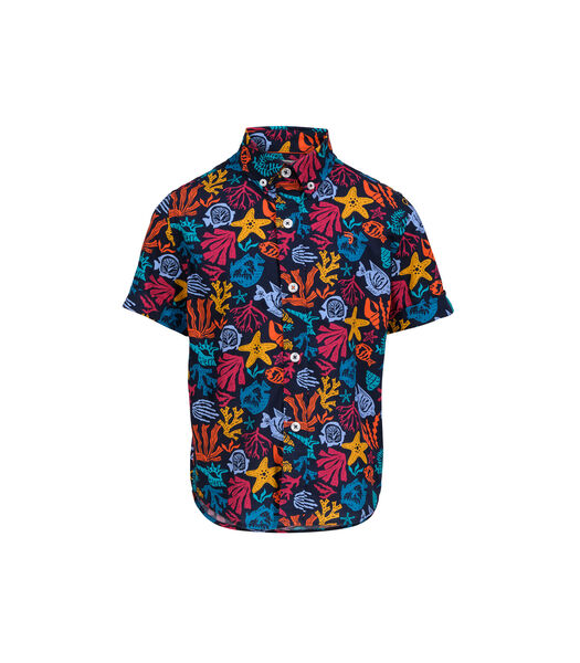 Overhemd met korte mouwen en koraalprint
