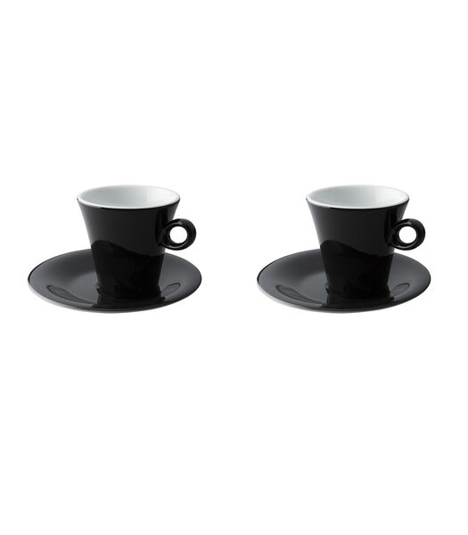 Tasse à cappuccino et soucoupe  Finn Color 20 cl 15,5 cm Porcelaine noire 2 pièce(s)