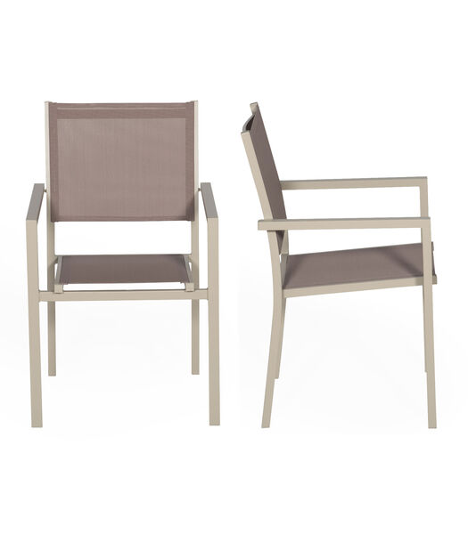 Set van 6 taupe aluminium stoelen - textilene taupe