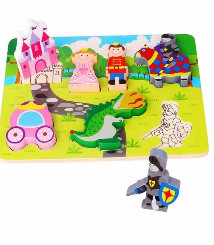 Babyspeelgoed  houten puzzel Prinses en Prins image number 0