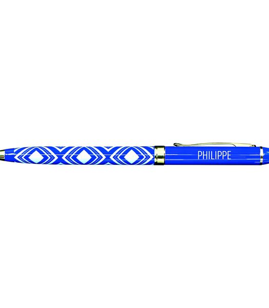 Fijne pen in gelakt metaal blauw - Philippe