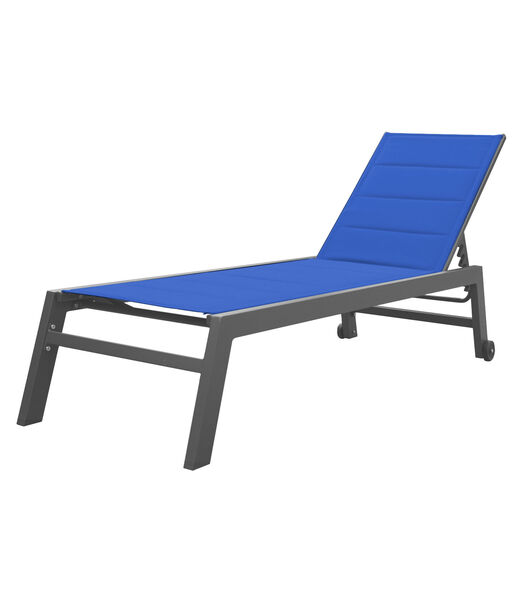 BARBADOS ligstoel in donkerblauw textilene - aluminium antraciet
