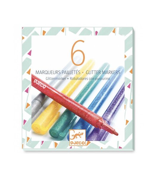 kleuren 6 glitter markers - sweet
