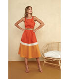 Trendy midi jurk met colourblock image number 0