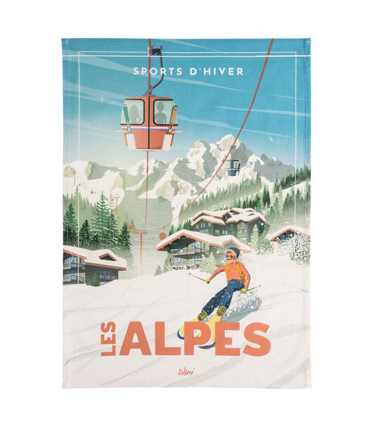 Wim les Alpes - Katoenen theedoek met print