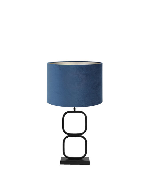 Tafellamp Lutika/Velours - Zwart/Blauw - Ø30x67cm
