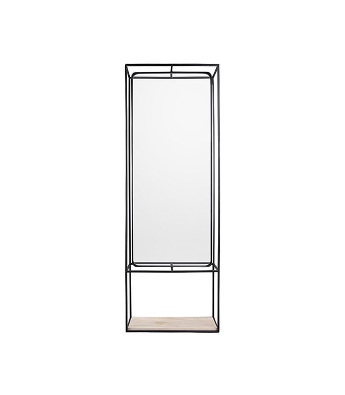 Wandrek Glance - Metaal Zwart met plank & spiegel - 115x40x15cm image number 4