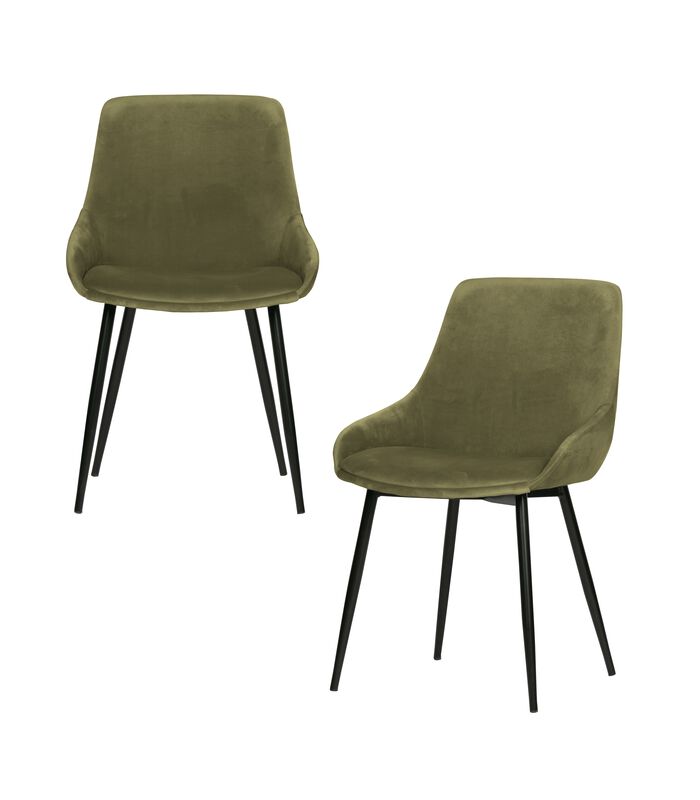 Lot de 2 chaises de table - Velours - Vert - 83x51x55 - Selin image number 0