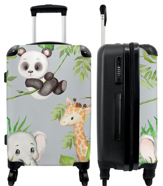 Bagage à main Valise avec 4 roues et serrure TSA (Jungle - Panda - Éléphant - Girafe - Enfants)