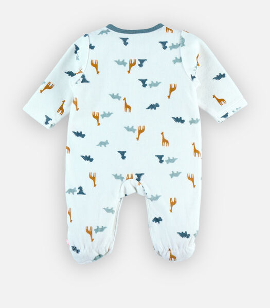 Fluwelen pyjama met dinosaurussenpatronen, wit