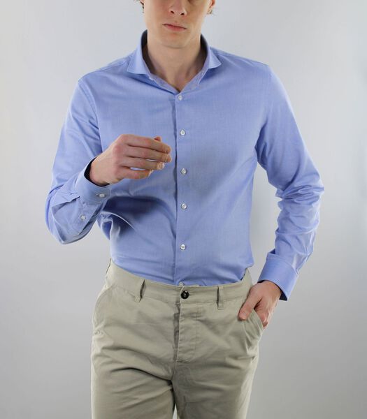 Chemise sans repassage - Bleu foncé - Coupe slim - Coton Royal Oxford - Manches longues - Homme