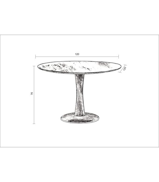 Scandi-design - Eettafel - rond - 120cm - bruin - mangohout - massief - centrale poot