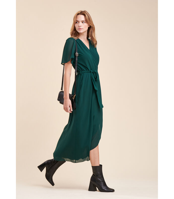 Lange valse portemonnee jurk in polyester sluier image number 2