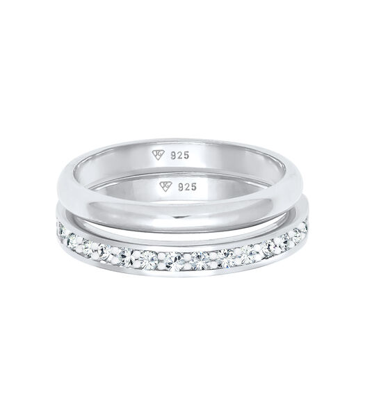 Ring Dames Ring Memorie Set Basic Trend Met Kristallen In 925 Sterling Zilver Verguld