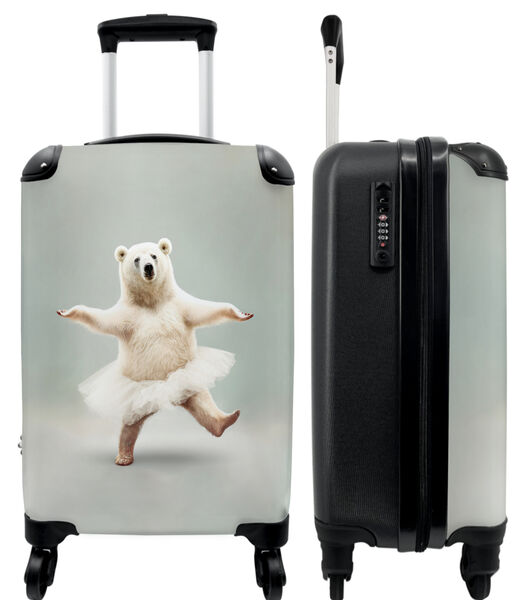 Valise spacieuse avec 4 roues et serrure TSA (Ours polaire - Tutu - Blanc - Portrait - Animaux)